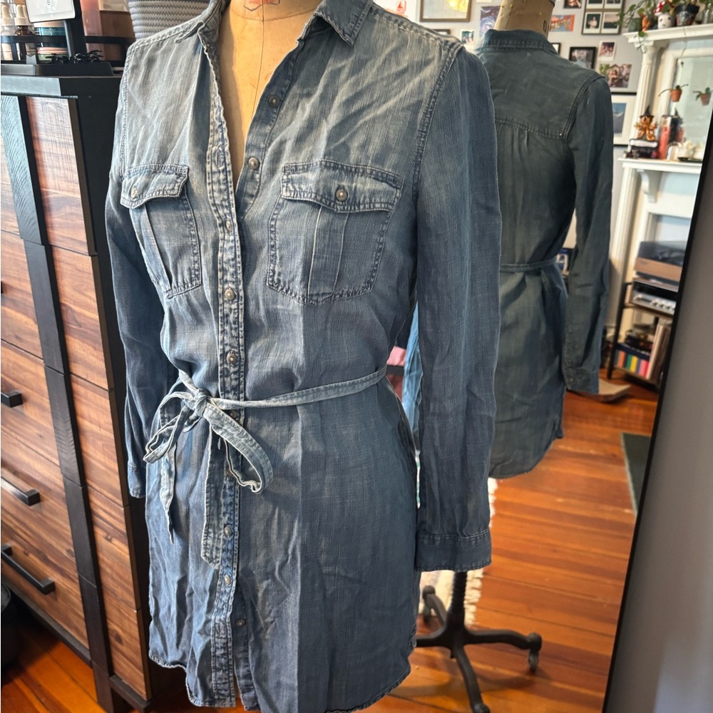 American Eagle Denim Belted Shirt Dress